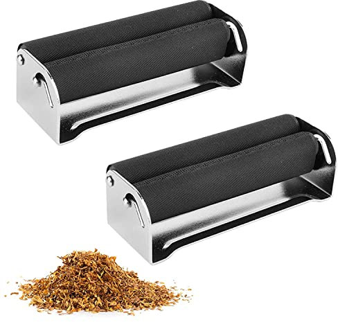 Set: 2 Stück Manuelle Zigarettendrehmaschine, Zigarettenroller 70mm, metal Drehmaschine mit Bedienungsanleitung + gratis Glück Aufkleber