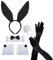 PMELCXD Damen Bunny Zubehör Set, Hasenohren Haarreif Schwanz Set, Hasenohren Stirnband Kragen Fliege Manschetten Hasenschwanz Kostüm für Ostern Karneval Cosplay Kostüm Party