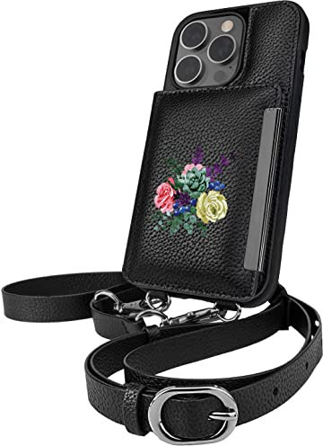 Smartish iPhone 14 Pro Crossbody Wallet Case – Dancing Queen [Geldbörse/Clutch mit abnehmbarem Riemen und Handgelenk] Schutzhülle mit Kreditkartenfach – Catch The Bouqet