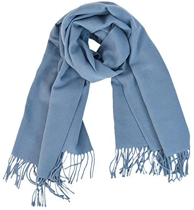 Micoop Winter Cashmere Feel Schal Einfarbig Pashmina Schal Wraps Weiche Warme Decke Schals für Frauen Mädchen, blau, One size