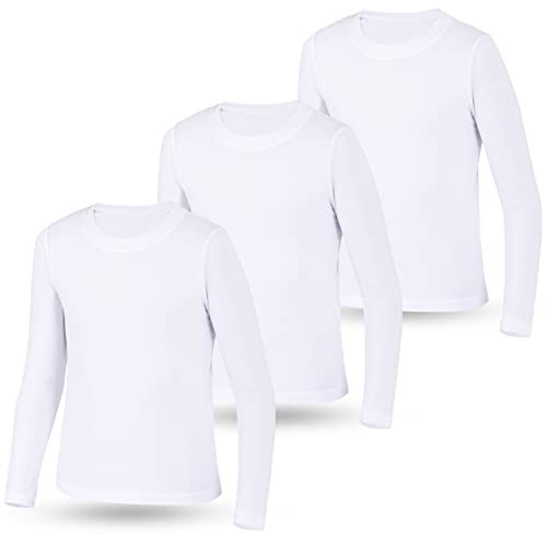 LOREZA ® 3er Pack Kinder Jungen Mädchen Uni Langarm Unterhemden Unterwäsche Shirts Unterhemd Langarmshirt