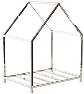 DKD Home Decor Soporte para leña de la Marca, Color Plateado, de Acero Inoxidable (40 x 30 x 50 centímetros)