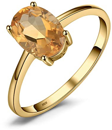 JewelryPalace Echt Edelstein Granat Citrin Peridot Blautopas Amethyst Ringe Gold, Verlobungsring Promise Solitär Ring Silber 925 Damen, Silberringe Damenring Antragsring Ringe, Damen Schmuck 57
