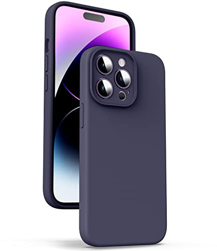 Supdeal Liquid Silicone Case for iPhone 14 Pro Max, [Camera Protection] [Anti Fingerprint] 4 Layer Phone Case Protective Cover, Built-in Microfiber Case Cover, 6.7, Deep Purple