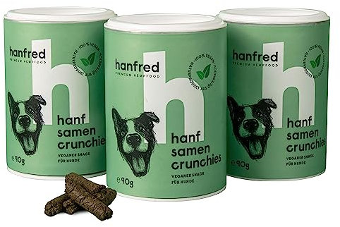 Hanfsamen Crunchies, 100% Hanfsamen aus Österreich, Veganer Hundesnack, 3 x 90g