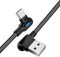 Cable de carga rápida de 90 grados, cable de datos de ángulo derecho, cable de carga USB con replacement para Android Micro Mobile Cable Negro, 25 cm