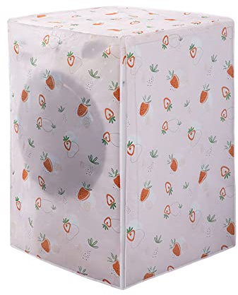 Odot Funda Lavadora Exterior Impermeable, Universal Cubierta de Plastico para Lavadora y Secadora Carga Frontal, Funda de Protección Solar Antipolvo con Cremallera (S-58x62x85cm,Fresas Dulces)