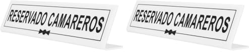 Garcia de Pou Placa Reservado camareros, Metacrilato, Blanco, 26 x 5+5 Cm (Paquete de 2)