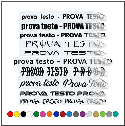 Scritta Adesiva Personalizzata: Adesivi Personalizzati con Colori Classici per Nome o Testo - Ideali per Auto, Moto, Biciclette, Tazze, Borracce, Barattoli, Modellismo e Pareti Lisce