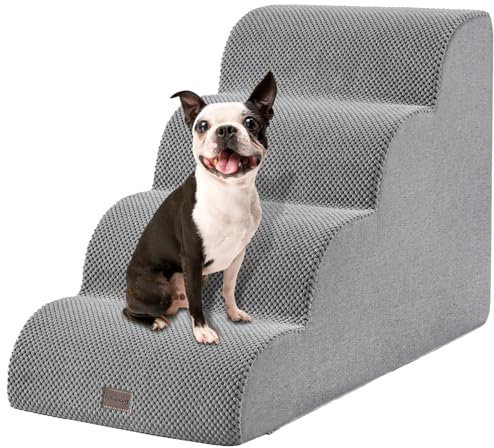 EzKamfort Escalones para perros para cama alta, escaleras para mascotas de 4 escalones para perros pequeños, antideslizantes