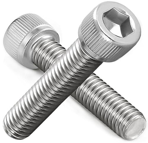 AMLOOPH M8 Screws, M8 X 40mm Allen Socket Head Cap Screws/Bolts - 8mm Diameter Fully Threaded M8 Bolts 40mm A2 Stainless Steel Long Hex Socket Bolt Coarse (Pack Of 10)