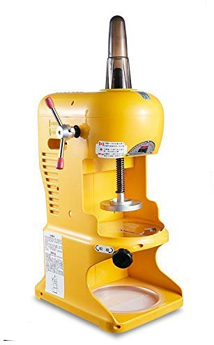 HWSY Commercial Electric Ice Shaver Snow Cone Maker Machine Thickness Adjustable Shaved Ice Crusher 90Kg/H For Milk Tea Shop, Coffee Shop, Home,White (Yellow) Interesting