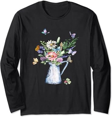 Pichet à eau mignon abeille papillon fleurs sauvages Cottagecore Manche Longue