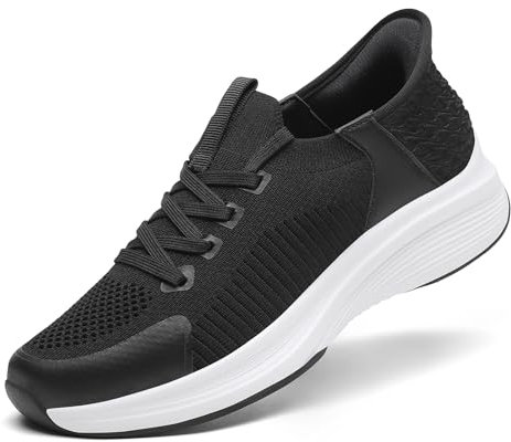 LUPWEE Zapatos sin Cordones para Mujer, Zapatos de Caminar Ligeros con Ajuste de Arco sin Manos, Zapatillas de Tenis para Correr y Hacer Ejercicio,Negro 41