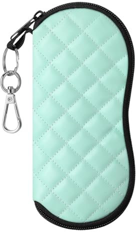 MoKo Brillenetui - [Ultra Lightweight] Webstoff Sonnenbrille Tasche mit Reißverschluss für Brillen, Rahmen, Tragbare Case Tragetasche für Schlüssel, Bleistifte, Karten, Mintgrüner Rhombus