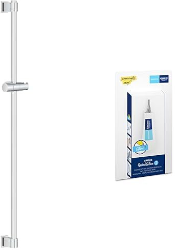 Grohe Vitalio - Brausestange 90cm + Kleber (oberes Befestigungselement verstellbar, mit Gleiter & Gelenkstück, langlebig), chrom