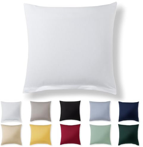 Alreya Kissenbezug 80 x 80 cm - Weiß - 100% Jersey Baumwolle - Kissenhülle für Kissen 80x80 cm, Jersey Kopfkissenbezüge, Superweicher Kissenbezug 80x80 mit Reißverschluss