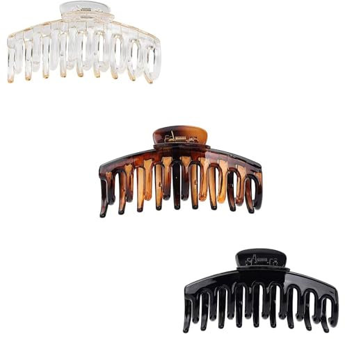 Pinzas Pelo Grandes,3 Piezas Pinzas Pelo Mujer de plástico,Pinza de Pelo Antideslizante de 11 cm,Pinza Grande Hair Claw,Clips de Pelo para mujeres y niñas