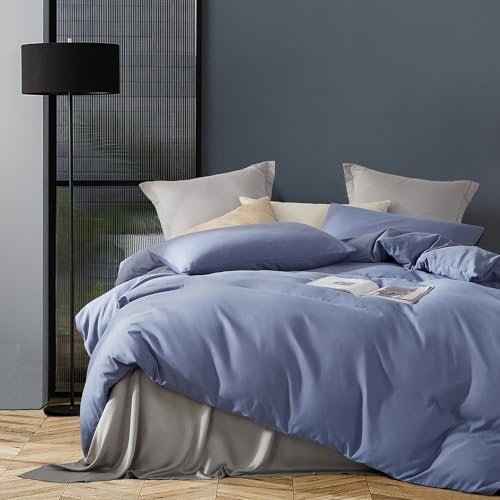 Boqingzhu Bettwäsche 135x200cm Blau Himmelblau Uni Weich Angenehm Microfaser Bettwäsche Set Bettbezug und Kissenbezug 80x80 cm mit Reißverschluss