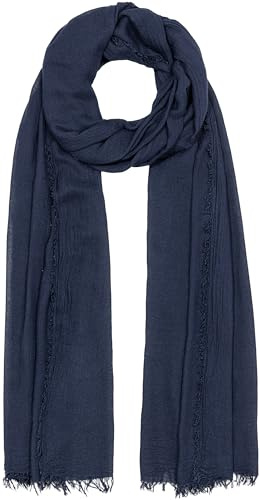 Caspar SC529 Damen Sommer Schal aus weicher Bambusfaser unifarben, Farbe:dunkelblau