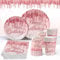Plates Vaisselle Jetable Anniversaire Rose Or, 96pcs Couvert Jetable Diamant Pailleté Rose Gold avec Assiette en Papier Serviette Gobelet, Kit Assiette Jetable pour Décoration Anniversaire Fille Femme