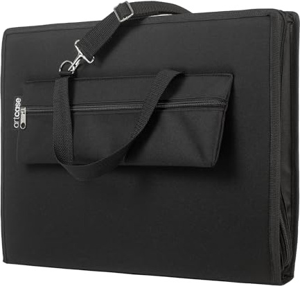 Artcase Slim DIN A3 – Harte Künstlermappe, Zeichenmappe A3, Dokumententasche, 46 x 34 x 4 cm, Kunst-Transportmappe, Wasserdicht, Großformat, Hardcover, Schwarz