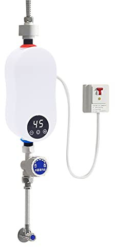 5500W Mini durchlauferhitzer mit LED-Anzeige 220 V IPX4 wasserdicht schnelle Heizung konstante Temperatur Instant-Warmwasserbereiter für Küche Weiß