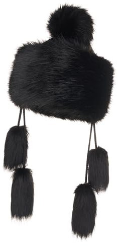 Futrzane Classic Mongolische Mütze - Winter Pelzmütze Damen - Fellhut Russisch (S, Schwarz Classic)