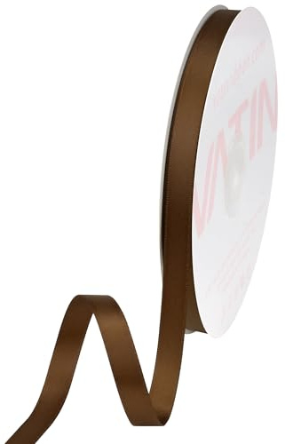 VATIN Double Face Brown Satin Ribbon 10mm X 45m,Brown Polyester Fabric Ribbon use for Bows Bouquet, Gift Wrapping, Floral Arrangement Wedding Decoration