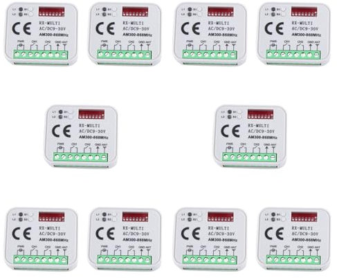 BOLAXHCA 10X Receptor Universal RX Multifrecuencia 300-868MHz 2CH 12V 24V MóDulo de Relé Control Remoto para Puerta de Garaje 433.92MHz 868MHz