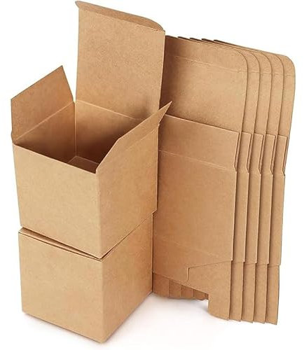 Geschenkbox,50 Stk Geschenkboxen Kraftpapier,Karton Schachteln, Bastelkarton,Quadratisch Geschenkbox Set,Pappschachteln mit Deckel,für Geschenke, Geburtstag, Party, Hochzeit(5 x 5 x 5 cm, Braune)