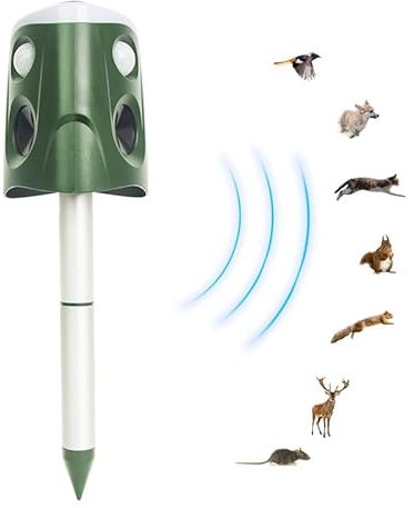 Ultraschall Tiervertreiber, 360° katzenschreck für Garten, Katzenabwehr Solar Ultraschall Tiervertreiber, Dreiseitige Lautsprecher, Wasserdicht Nach IP66, 4 Modi Katzenschreck Ultraschall