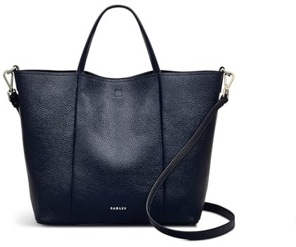 RADLEY London Henrietta Place Medium Open Top Tote Bag for Women, in Soft Ink Grained Leather with Grab Handles