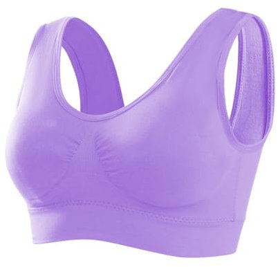 Memoryee Sport BH Damen Große Brüste Starker Halt Push Up Ohne Bügel 1er Pack Set Gepolstert Joggen Yoga Laufen Reiten Bra Crop Top Lila M