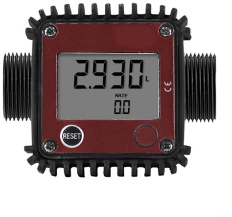 Puupaa DN25 External Thread Diesel Fuel Oil Meter Counter, Digital Display Oil Water Diesel Gear Meter