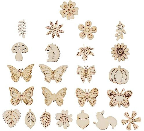 Operitacx 100 Piezas de Madera Contrachapada de Formas Mixtas para Hacer Tarjetas Y Decoraciones de Árboles de Navidad con Imanes
