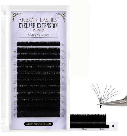 ARISON LASHES Easy Fan Lashes 0.07 C Curl 8-15mm Mixed Length, Self Fanning Lash Extensions, Light Volume Effect for Lash Artists