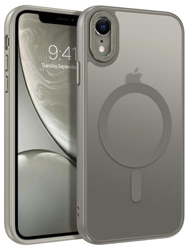 BENTOBEN for iPhone XR Phone Case, iPhone XR Case [Compatible with Magsafe] Magnetic Translucent Matte Slim Thin Shockproof Women Men Raised Lips Protective Cases Cover for iPhone XR 6.1 2018, Grey