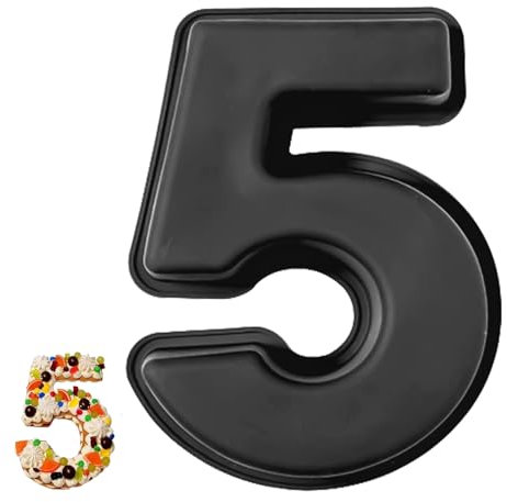 YXHZVON Moule à Gâteau Number 5, 3D Number Cake Moule de Silicone, Grands Moules Chiffre Cake, Moules à Spécifique Forme pour Anniversaires, Fêtes