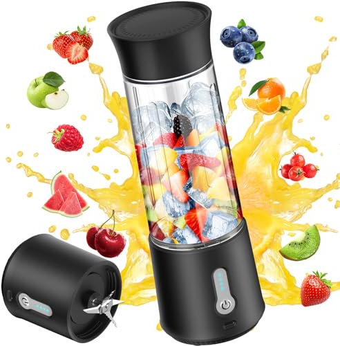 Tragbarer Mixer Smoothie Maker to go, 500ml 150W Smoothie Mixer Klein mit 6 Klingen USB Aufladung Mini Mixer Standmixer Klein, Tragbarer Blender Mixer to go für Shake Milchshake Saft Babynahrung