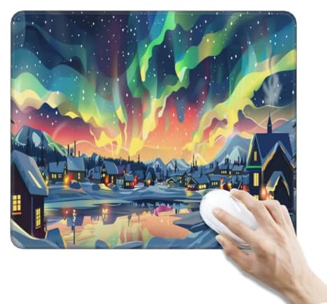 Tappetino Mouse Aurora Tappetino Mouse Piccolo Tappetino per Mouse Gaming Tappetino Scrivania, Impermeabile Mouse Pad Tappetini Mouse Base Antiscivolo per Gaming, Ufficio (290 x 240 x 3 mm, Villaggio)