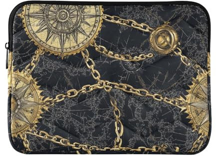 Laptop Sleeve Case 13-14 Inch Classy Laptop Sleeves Golden Chain Laptop Carrying Case with Zipper for Work Journey