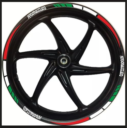 Set Completo Adesivi Strisce TRICOLORE Cerchi Ruote KIT ADESIVI RUOTE MOTO BRAND COLORI PERSONALIZZABILI LOGO E STRISCE COD44 RUOTE DA 17'' POLLICI