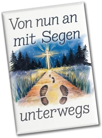 Mit Segen unterwegs Souvenir Souvenir Magnet - Segenstrahlendes Kreuz Spiritualität Kühlschrankdeko mit Kreuzsymbol