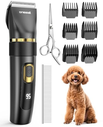 oneisall Leise Hundeschermaschine Upgrade Pro, Profi Schermaschine Hund Katze 2000mAh Wiederaufladbar, IPX7 Wasserdichtes Pudel Schermschine für die Fellpflege zu Hause