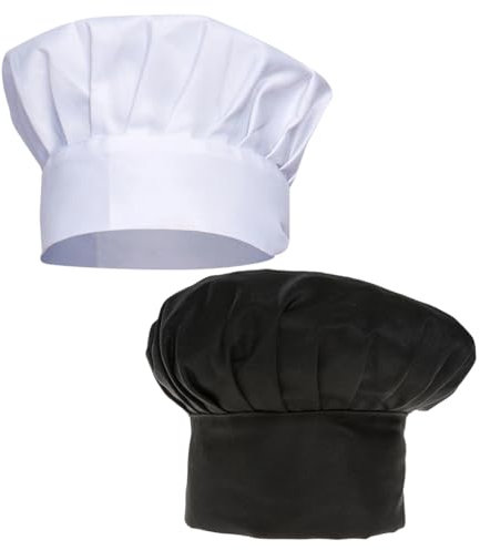 VOMZIKL Gorro de Cocinero Unisex, Gorro de Chef, Gorro Cocinero, Ajustable, Blanco
