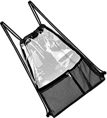 LIFKOME Transparente Sporttasche aus PVC mit Kordelzug Schwarzer Rucksack für Reisen und Freizeit Praktische Handfrei Funktion und Stylisches Design