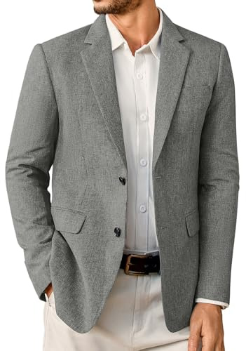 Elainone Sakko Herren Sportlich Modern Blazer Jackett zu Jeans Regular Fit Leicht Sakkos für Herren Grau L