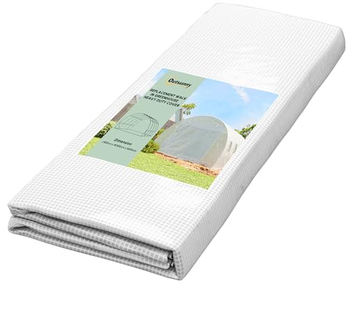Outsunny 4 x 3 x 2m Polytunnel Greenhouse Replacement Cover ONLY Winter Garden Plant PE Cover for Tunnel Walk-in Greenhouse with Roll-up Windows Door Outdoor, White