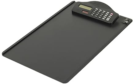 DOITOOL Porte Document Multifonctionnel avec Calculatrice Plastique Planchette à Clip pour Écrire pour Écoles et Bureaux Noir
